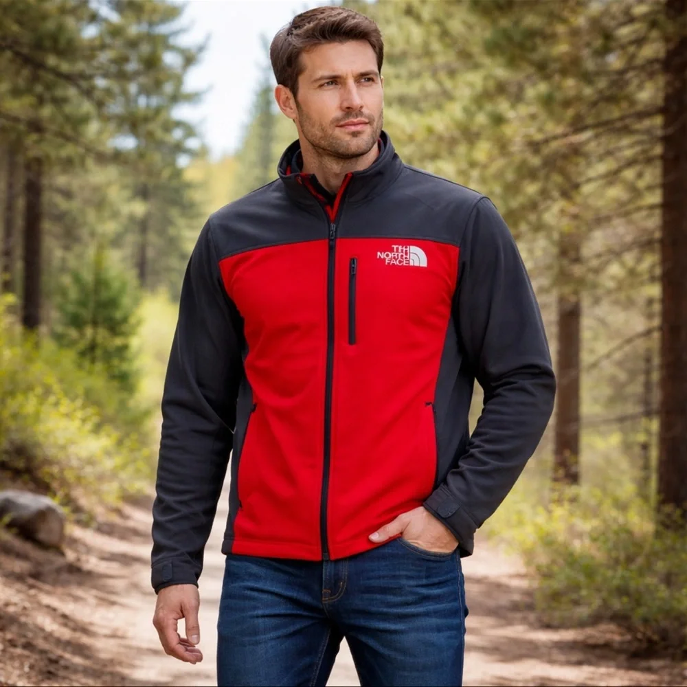 The North Face Apex Softshell Jacket Men’s XXL Red Black Full Zip